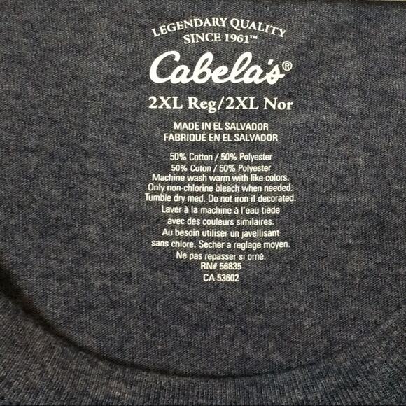 Cabela’s Men’s T~Shirt Size 2X Short Sleeve Gray Tagless Workwear Outdoor - Picture 3 of 4